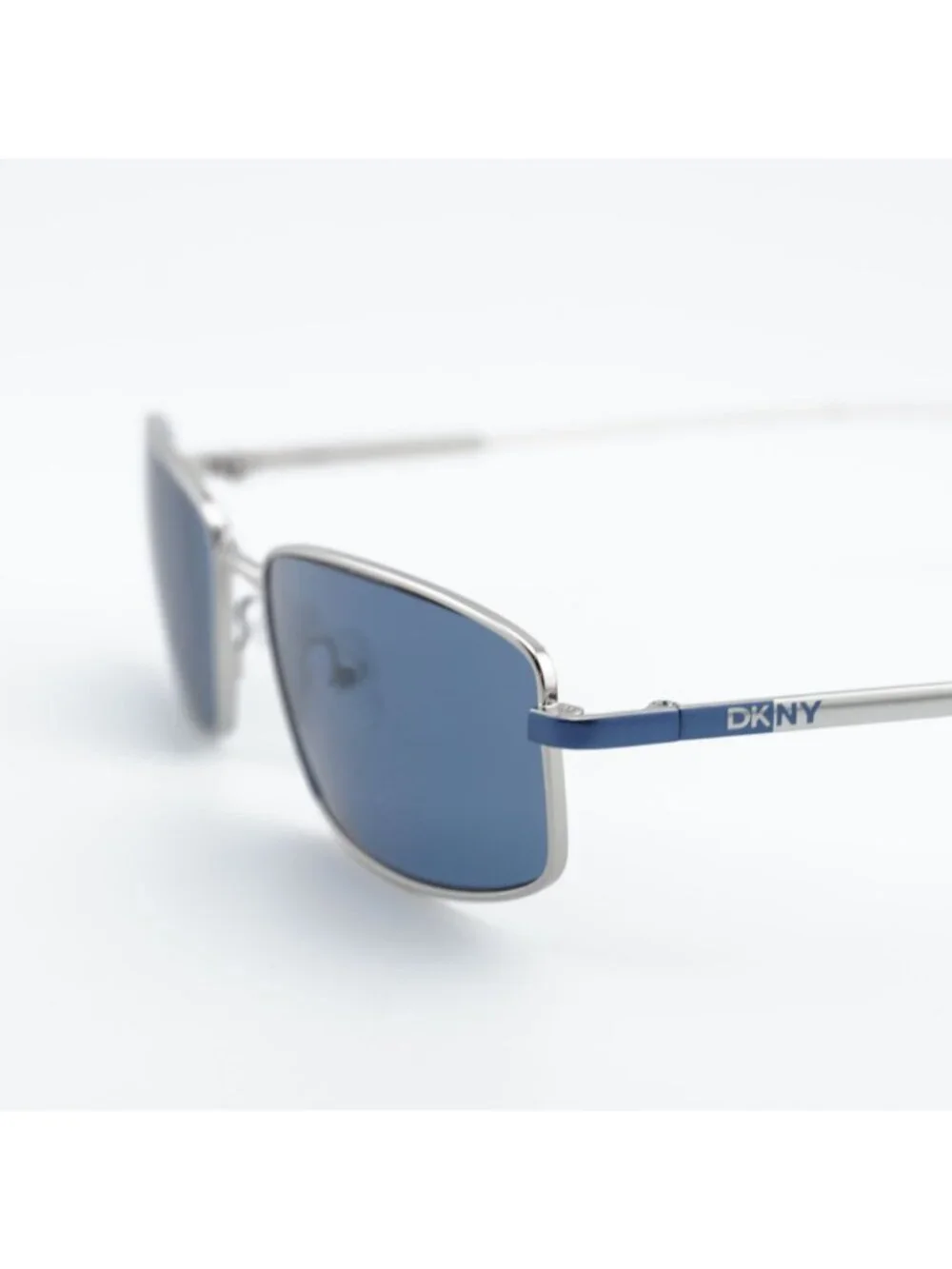 DKNY DK119S 040 Sunglasses Silver Rectangle Frame, Blue Lenses